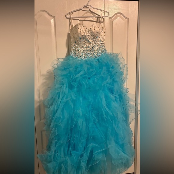 Stunning Blue Ruffled Gown - Picture 4 of 4